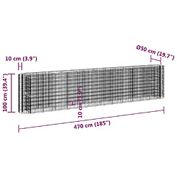 vidaXL Lit surélevé à gabion Fer galvanisé 470x50x100 cm pas cher