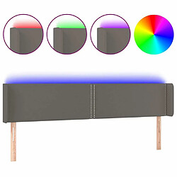 Maison Chic Tête de lit moderne à LED lumineuse pour chambre - Décoration de lit Gris 203x16x78/88 cm Similicuir -MN83076