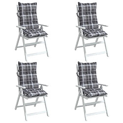 Avis vidaXL Coussins de chaise à dossier haut lot de 4 motif carreaux gris