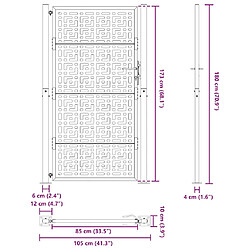 vidaXL Portail de jardin noir 105x180 cm acier conception croisée pas cher