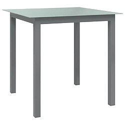 vidaXL Table de jardin Gris clair 80x80x74 cm Aluminium et verre