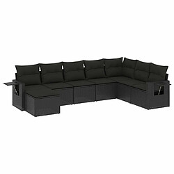 Maison Chic Ensemble Tables et chaises d'extérieur 8 pcs avec coussins,Salon de jardin noir résine tressée -GKD664194