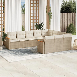 Maison Chic Salon de jardin avec coussins 10 pcs, Ensemble Tables et chaises de jardin, beige résine tressée -GKD411313