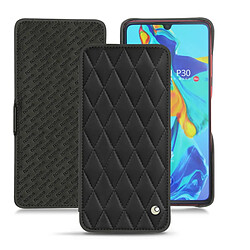 Housse cuir Huawei P30 - Rabat horizontal - Noir - Couture ( Nappa - Black ) - NOREVE