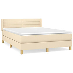 Maison Chic Lit Adulte - Lit simple Lit à sommier tapissier avec matelas moelleux - Meuble de Chambre - Crème 140x200 cm Tissu -MN53896