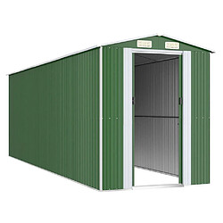 Helloshop26 Abri de jardin cabane cabanon maison de stockage remise extérieur hangar outils robuste 192 x 606 x 223 cm acier galvanisé vert 02_0022366