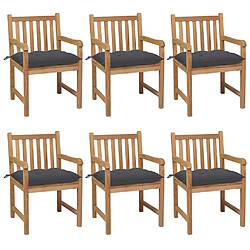 Maison Chic Lot de 6 Chaises de jardin,Fauteuil d'extérieur avec coussins anthracite Teck solide -MN98373