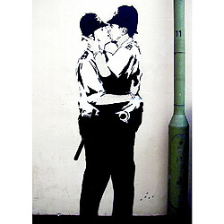 EPIKASA Impression sur Toile Banksy Baiser entre Policiers