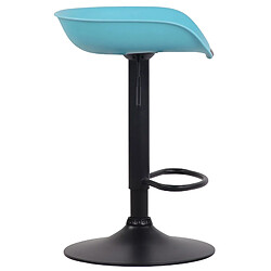 Decoshop26 Tabouret de bar assise réglable en hauteur et pivotant en plastique bleu pieds tulipe en métal noir mat avec repose-pieds TDB10249