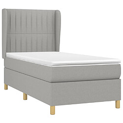 Avis Maison Chic Lit Adulte - Lit simple Lit à sommier tapissier avec matelas moelleux - Meuble de Chambre - Gris clair 90x200 cm Tissu -MN45570