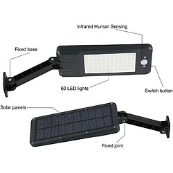 Universal Lampe solaire à LED étanche extérieure IP65 avec télécommande, lampe de sécurité solaire avec 60 LED, capteur de mouvement infrarouge Applique murale