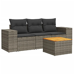 Maison Chic Salon de jardin 4 pcs avec coussins | Ensemble de Table et chaises | Mobilier d'Extérieur gris résine tressée -GKD55845