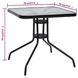 vidaXL Table de jardin Noir 70x70x70 cm Acier pas cher