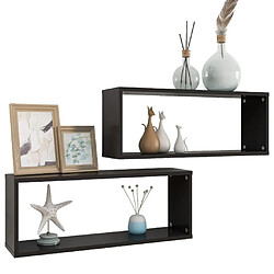 Avis Maison Chic Lot de 2 Étagères cube murales,Etagère de rangement flottantes Noir 60x15x23 cm Aggloméré -MN68358