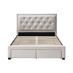 Avis Vente-Unique Lit avec tiroirs 180 x 200 cm - Tissu - Beige + Matelas - LEOPOLD