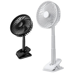 Clip Télescopique à piles sur Ventilateur-Ventilateur de Bureau Portable Silencieux pour Bureau, Voyage, Maison, Rotation à 360 degrés