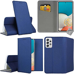 Htdmobiles Housse etui portefeuille avec coque intérieure en silicone pour Samsung Galaxy A53 5G + film ecran - BLEU MAGNET