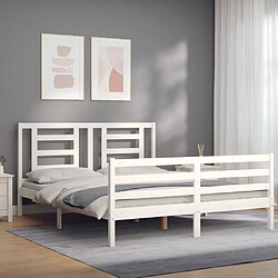 Avis Maison Chic Lit adulte - Cadre Structure de lit avec tête de lit Contemporain blanc 160x200 cm bois massif -MN99145