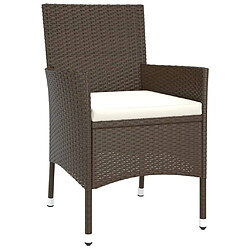 Maison Chic Ensemble de bistro 5 pcs coussins,Table + chaises + coussins de jardin marron poly rotin -GKD577321 pas cher