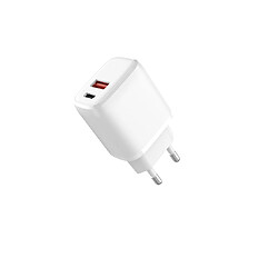 We Chargeur secteur 2 sorties 1 USB A et 1 USB C Capacité totale 3A - 20W - blanc