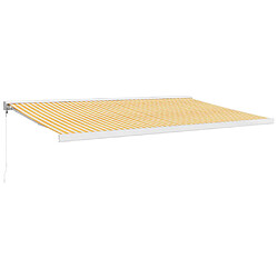 Maison Chic Store banne | Auvent rétractable de porte | Marquise Brise-soleil jaune et blanc 5x3 m tissu et aluminium -GKD36649