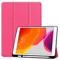 Wewoo Housse Étui Coque Etui en cuir Smart TPU pour iPad 10.2 Texture Custer Flip horizontaleavec fonction Veille / Réveil et support trois tiroirs et emplacement stylo Rose Rouge