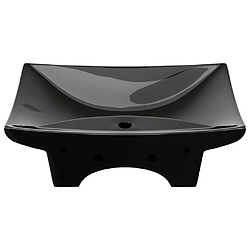 Acheter vidaXL Lavabo rectangulaire en céramique noir de luxe avec trop-plein et trou