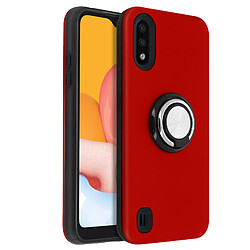 Avizar Coque Samsung Galaxy A01 Antichoc Bague Maintien Support Vidéo Rouge