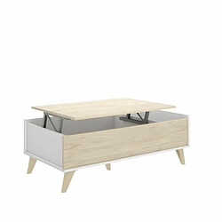 Acheter Tbs Ensemble meuble TV table basse buffet NESS - Mélaminé - Style scandinave - Chêne et blanc