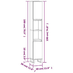 vidaXL Armoire de salle de bain noir 30x30x190 cm bois d'ingénierie pas cher