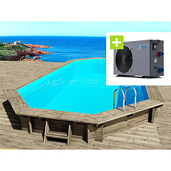 Habitat Et Jardin Piscine bois Cancun - 6.53 x 4.41 x 1.45 m + Pompe à chaleur - Puissance 6.1 kW -