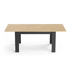 Dansmamaison Table de repas avec allonge 160/200x90 Chêne/Noir - DORON Table de repas avec allonge 160/200x90 Chêne/Noir - DORON - L 160/200 x l 90 x H 77 cm