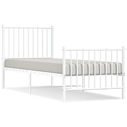 vidaXL Cadre de lit métal sans matelas avec pied de lit blanc 80x200cm