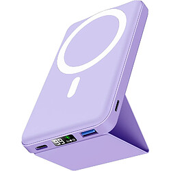 SANAG Batterie Externe Mag-Safe, 10000Mah Batterie Externe Iphone, Pliable Batterie Mag-Safe Pd 22.5W Charge Rapide Usb-C Affichage Led Pour Iphone 15/14/13/12/Mini/Pro/ - Violet Clair