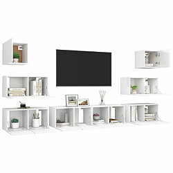 Avis Maison Chic Ensemble de meubles TV 8 pcs | Banc TV Moderne pour salon | Meuble de Rangement - Blanc Aggloméré -MN58542