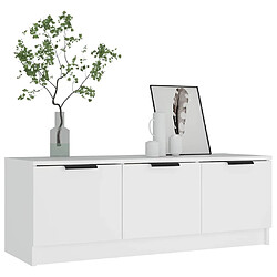 Maison Chic Meuble TV scandinave - Banc TV pour salon Blanc 102x35x36,5 cm Bois d'ingénierie -MN52921 pas cher