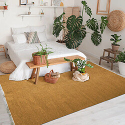 Thedecofactory ESSENCE - Tapis en jute et coton avec franges ocre 160x230 pas cher