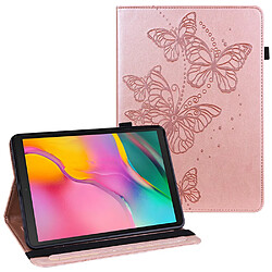 Etui en PU motif de papillons avec porte-carte or rose pour votre Samsung Galaxy Tab S6 Lite