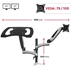 Avis Duronic DM65L1X1 Support de Moniteur et Support d?Ordinateur Portable PC à Pince pour Bureau | Mécanisme à gaz | Ajustements omnidirectionnels à la volée | Compatibilité avec Moniteur VESA 75/100