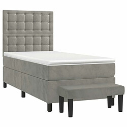 Avis Maison Chic Lit Adulte - Lit simple Lit à sommier tapissier et matelas moelleux - Meuble de Chambre - Gris clair 100x200cm Velours -MN41209