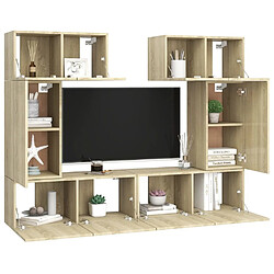 Avis Maison Chic Ensemble de meubles TV 6 pcs | Banc TV Moderne pour salon | Meuble de Rangement - Chêne sonoma Aggloméré -MN78384