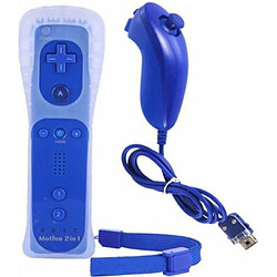 Outad Manette 2 en 1 Motion Plus Remote Nunchuck + Housse pour Nintendo Wii - Wii U Bleu foncé