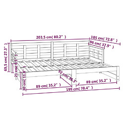 vidaXL Lit coulissant sans matelas blanc 2x(90x200) cm pas cher