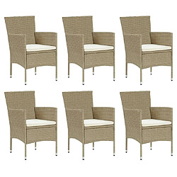 Avis Maison Chic Ensemble à manger d'extérieur 7 pcs avec coussins,Salon de jardin,Mobilier de jardin Poly rotin Beige -GKD987180