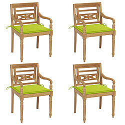 vidaXL Chaises Batavia avec coussins lot de 4 Bois de teck solide