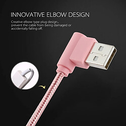 Acheter Wewoo Câble rose pour iPhone X / 8 et 8 Plus / 7 7 Plus / 6 6 6 Plus 6 s Plus / iPad de chargement en nylon de 25 cm de style à Lightning de charge double coude,