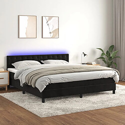 Maison Chic Lit adulte- Lit + matelas,Sommier à lattes de lit avec matelas et LED Noir 180x200 cm -GKD60273