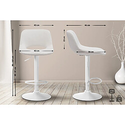 Avis Decoshop26 Tabouret de bar chaise haute x1 avec repose-pieds en velours crème piètement métallique blanc 10_0004604