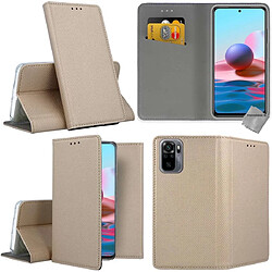 Htdmobiles Housse etui portefeuille avec coque intérieure en silicone pour Xiaomi Poco M5s + film ecran - OR MAGNET