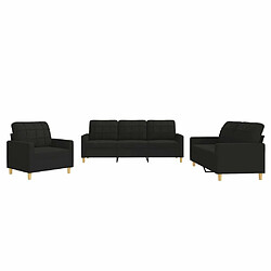 Maison Chic Ensemble de canapés 3 pcs avec coussins, Canapé droit Sofa pour Salon Noir Tissu -GKD485023